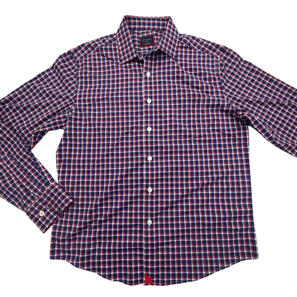 UNTUCKit Shirt Mens Small Multi Plaid Nylon Stretch Long Sleeve Collar Button-Up